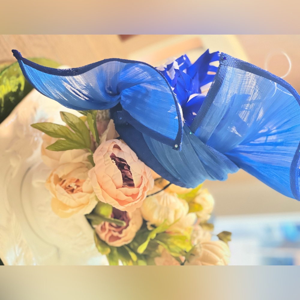 Kentucky Derby Hat 🐎💐🍾/ fascinator 💙 custom order. Hand made - Picture 2 of 9